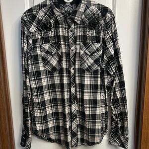 Guess Black and White Casual Button Down Shirt